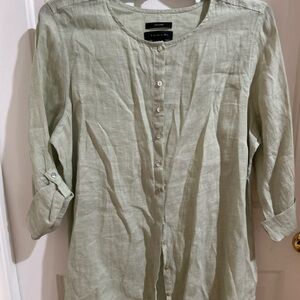 Tahari Sage Green Button-Up Tunic